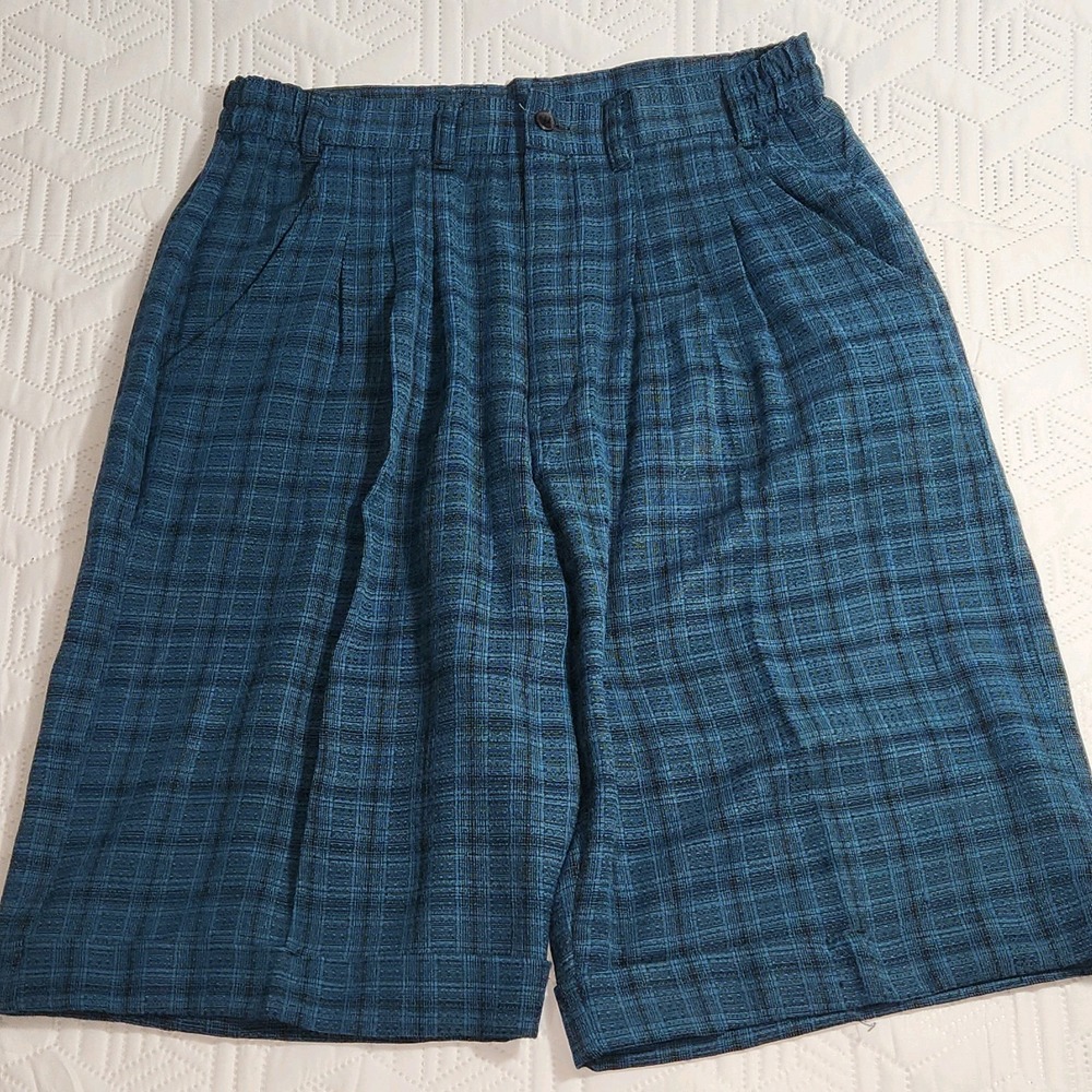 Vintage 80s Wear The Right Thing Men Shorts By Henri Valdise Blue zip Pleated M - Picture 11 of 13